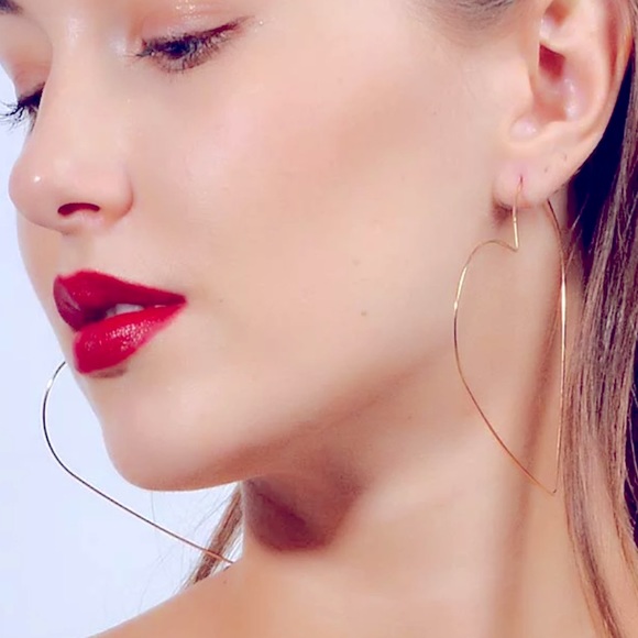 Silver/Gold Heart Hoop Earring Set - Picture 2 of 7